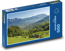 Švýcarsko - Alpy, město, příroda Puzzle 500 dílků - 46 x 30 cm