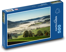 Mühlviertel - Rakousko, mlha na venkově Puzzle 500 dílků - 46 x 30 cm