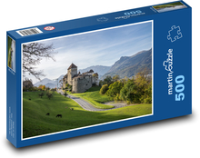 Hrad Vaduz - Alpy, příroda Puzzle 500 - 46x30 cm