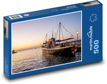 Schiff im Hafen - Sonnenuntergang, Meer Puzzle 500 Teile - 46 x 30 cm