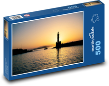 Leuchtturm - Sonnenuntergang, Hafen Puzzle 500 Teile - 46 x 30 cm
