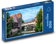 Budynek - most, rzeka Puzzle 500 elementów - 46x30 cm