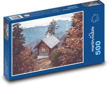 Schronisko górskie - jesień, Alpy Puzzle 500 elementów - 46x30 cm