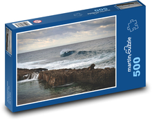 Skalnaté pobřeží - oceán, vlny Puzzle 500 dílků - 46 x 30 cm