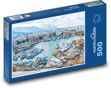 Přístav s loděmi - Kypr, město Puzzle 500 dílků - 46 x 30 cm