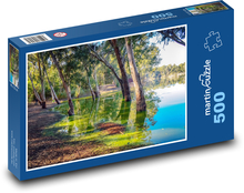 Jazero - stromy v lese, príroda Puzzle 500 dielikov - 46 x 30 cm 