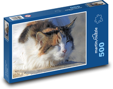 Spiaca mačka - domáce zviera, fúzy Puzzle 500 dielikov - 46 x 30 cm 