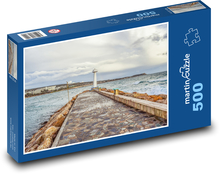Pier an der Küste - Leuchtturm, Meer Puzzle 500 Teile - 46 x 30 cm