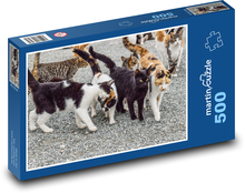 Divoké kočky - zvířata, spolu Puzzle 500 dílků - 46 x 30 cm