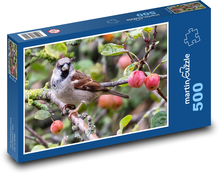Vrabec na větvi - pták, zvíře Puzzle 500 dílků - 46 x 30 cm