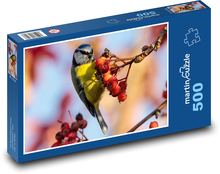 Sýkora modřinka - malý ptáček, krmení Puzzle 500 dílků - 46 x 30 cm