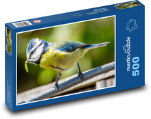 Sýkorka modřinka - pták, peří Puzzle 500 dílků - 46 x 30 cm