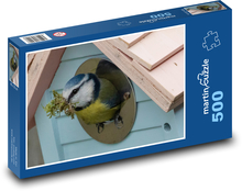 Sýkorka modrinka - búdka, vták Puzzle 500 dielikov - 46 x 30 cm
