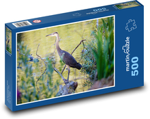 Modrá volavka - rákosia, voda Puzzle 500 dielikov - 46 x 30 cm 