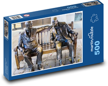 Churchill und Roosevelt - Statuen, Bank Puzzle 500 Teile - 46 x 30 cm