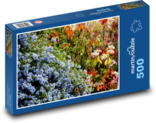 Blumen im Garten - blaue Blumen, Frühling Puzzle 500 Teile - 46 x 30 cm