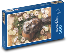 Kot - zwierzak, Boże Narodzenie Puzzle 500 elementów - 46x30 cm