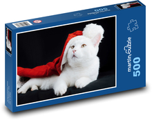 Roztomilá kočka - vánoční čepice, mazlíček Puzzle 500 dílků - 46 x 30 cm