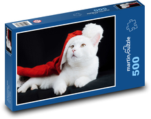 Süße Katze - Weihnachtsmütze, Haustier Puzzle 500 Teile - 46 x 30 cm
