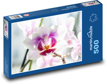 Orchidea - różowy kwiat, kwiat Puzzle 500 elementów - 46x30 cm