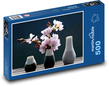 Třešňové květy - větve ve váze, rostlina Puzzle 500 dílků - 46 x 30 cm