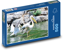 Bílí pelikáni - ptáci, zvířata Puzzle 500 dílků - 46 x 30 cm