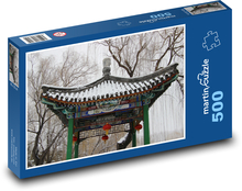 Asian architecture - pavilion, winter Puzzle of 500 pieces - 46 x 30 cm 