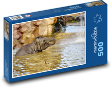 Elephant in the water - baby, elephant Puzzle of 500 pieces - 46 x 30 cm 