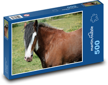 Hnedý kôň - zviera, farma Puzzle 500 dielikov - 46 x 30 cm 