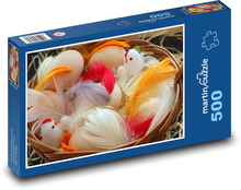 Osterkorb - bunte Federn, Eier Puzzle 500 Teile - 46 x 30 cm