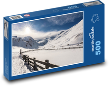 Hory - zimní krajina, sníh Puzzle 500 dílků - 46 x 30 cm