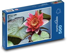Red water lily - flower, flower Puzzle of 500 pieces - 46 x 30 cm 