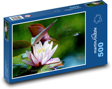 Ľalie kvet - kvet, rybník Puzzle 500 dielikov - 46 x 30 cm 