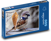Vrabec - mráz, peří Puzzle 500 dílků - 46 x 30 cm