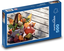 Autumn decoration - pumpkin, apples Puzzle of 500 pieces - 46 x 30 cm 