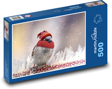 Vrabec - zima, sneh Puzzle 500 dielikov - 46 x 30 cm 