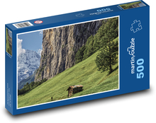 Horská chata - hora, skaly Puzzle 500 dielikov - 46 x 30 cm 