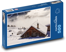 House on a slope - snow, fog Puzzle of 500 pieces - 46 x 30 cm 