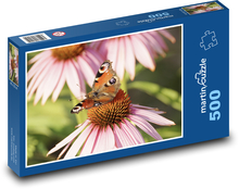Pawie oko - motyl, zapylanie Puzzle 500 elementów - 46x30 cm
