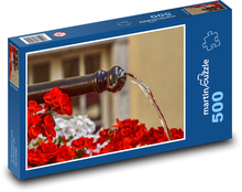 Kašna - voda, muškáty Puzzle 500 dílků - 46 x 30 cm