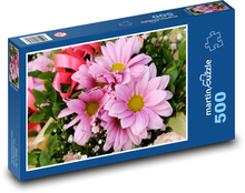 Gerbery - ružové kvety, záhrada Puzzle 500 dielikov - 46 x 30 cm