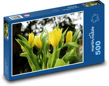 Žluté tulipány - květiny, jaro Puzzle 500 - 46x30 cm