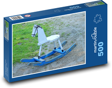 Houpací kůň - dřevěná hračka, zvíře Puzzle 500 dílků - 46 x 30 cm