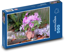 Rosa Anemone - Strauß, Herz Puzzle 500 Teile - 46 x 30 cm