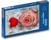 Srdce - růže,  milovat Puzzle 500 dílků - 46 x 30 cm
