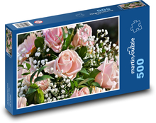 Bouquet of roses - pink flowers, flower Puzzle of 500 pieces - 46 x 30 cm 