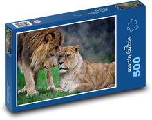 Löwe und Löwin - Tiere, Afrika Puzzle 500 Teile - 46 x 30 cm