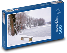 Zimná krajina - zamrznutý rybník, zima Puzzle 500 dielikov - 46 x 30 cm 