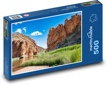 Jezero - hora, skalní útvary Puzzle 500 dílků - 46 x 30 cm