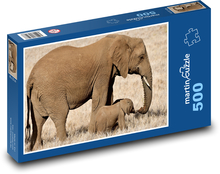 Sloni africké savany - mládě, Afrika Puzzle 500 dílků - 46 x 30 cm